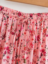 Boho Maxi Skirt – “Midnight Peony” Floral Print Skirt in Navy & Rose Stripe