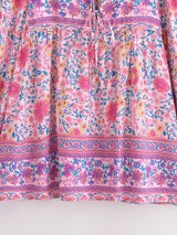Boho Mini Dress – “Pink Bloom” Flowy Floral Tunic Sundress for Women