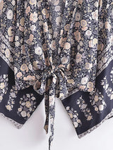 Boho Robe – “Flower Whisper” Bohemian Short Kimono Cover-Up for Beach or Lounge