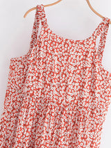Maxi Dress - Boho Dress - Maxi Boho Sundress - Red White Daisy