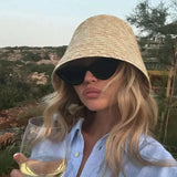 Boho Bucket Hat - Natural Wheat Straw Fisherman Hat