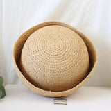 Boho Pillbox Hat - Raffia Sailor Straw Hat