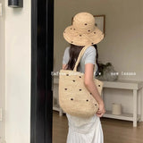 Boho Sun Beach Hat - Raffia Hat and Woven Tote Set