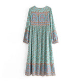 Bohemian Maxi Gown – “Desert Heirloom” Floral Long Sleeve Bohemian Gown