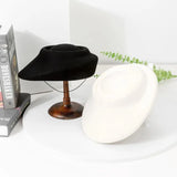Boho Pillbox Hat - Vintage Wool Felt Boat Hat