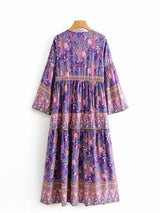 Boho Maxi Dress – “Savanna in Purple” Flowy Gown for Women