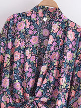 Boho Robe – “Flower Whisper” Bohemian Short Kimono Cover-Up for Beach or Lounge