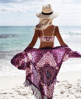 Boho Robe, Kimono Robe, Beach Cover up, Short Robe, Peacock Violet