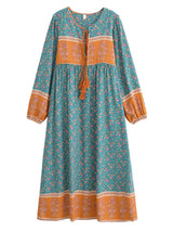 Boho Maxi Gown – “Blue Pink Sky” Loose Flowing Dress for Women