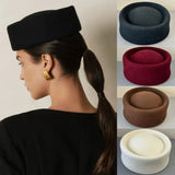 Boho Pillbox Hat - Vintage Wool Felt Fascinator Hat