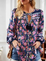 Boho Blouse – “Wild Petal” – Boho Floral Tunic Tops in Purple