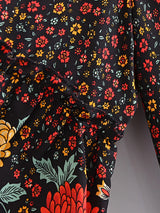 Boho Mini Dress – “Crimson Meadow” Red Floral Tunic Dres in Red & Black