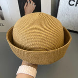 Boho Sailor Hat - Vintage Rolled Edge Straw Beret Hat
