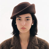 Boho Pillbox Hat - Vintage Wool Felt Boat Hat