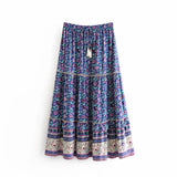 Boho Maxi Skirt – “Lavender Sun” Floral Print Tassel Skirt in Purple