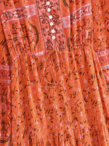 Boho Maxi Dress, Gown, Vacation in Pink and Saffron