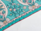 Boho Kimono Cover-Up – “Ocean Temple” Floral Print Maxi Robe in Turquoise Blue & Pink
