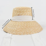 Boho Sun Beach Hat - French Lace Up Wheat Straw Hat