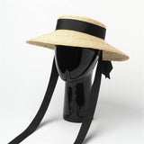 Boho Hat - Summer Hats, Sun Hat, Beach Hat - Wide Brim Straw Hat, Vintage Style with Romilly Black Ribbon