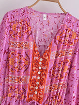 Boho Maxi Dress, Gown, Vacation in Pink and Saffron