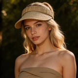 Boho Visor Hat - Striped Open Crown Sun Hat