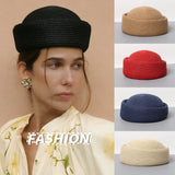 Boho Pillbox Hat - Woven Paper Straw Beret Hat