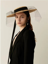 Boho Hat - Summer Hats, Sun Hat, Beach Hat - Wide Brim Straw Hat, Vintage Style with Long Ribbon Mesh Darcy