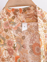 Boho Robe – “Flower Whisper” Bohemian Short Kimono Cover-Up for Beach or Lounge