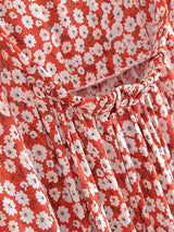Maxi Dress - Boho Dress - Maxi Boho Sundress - Red White Daisy
