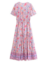 Boho Maxi Dress – “Wild Floral in Pink” Flowy Sundress for Women