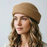 Boho Pillbox Hat - Woven Paper Straw Beret Hat