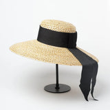 Boho Sun Beach Hat - Handwoven Lace Straw Hat with Bow Ribbon