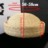 Boho Pillbox Hat - Natural Wheat Straw Beret Hat