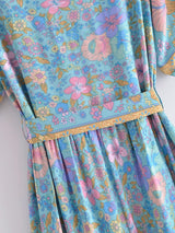 Maxi Dress - Boho Dress - Sundress - Scilla Pivoine in Pink and Blue