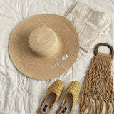 Boho Sun Beach Hat - French Raffia Wide Brim Straw Hat