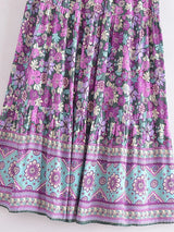 Boho Maxi Skirt – “Wild Bloom” Floral Gypsy Skirt in Navy,Purple & Turquoise