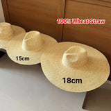 Boho Boater Hat - Wide Brim Nature Straw Beach Hat