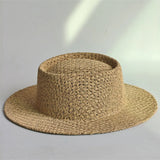 Boho Sun Beach Hat - Handwoven Linen Wide Brim Straw Hat