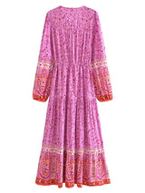 Boho Maxi Gown – “Vacation in Pink” Flowy Dress for Women