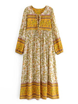 Boho Maxi Gown – “Wild Orchid” Loose Flowing Dress in Yellow