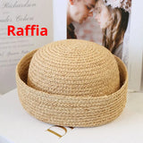 Boho Pillbox Hat - Natural Wheat Straw Beret Hat