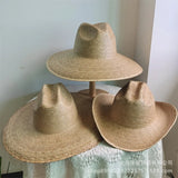 Boho Cowboy Hat - Natural Palm Leaf Wide Brim Hat
