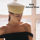 Boho Pillbox Hat - French Handwoven Straw Beret Hat