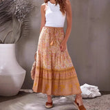 Boho Skirt, Hippie Skirts, Maxi Skirt, Crimson Fire Pink