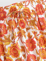 Boho Maxi Skirt – “Honey Flower” Hippie Floral Long Skirt in Orange & Yellow for Women