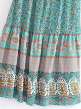 Hippie Maxi Skirt – “Peacock Bloom” Vintage Printed I Green and Red