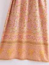 Boho Kimono Robe – “Theodosia” Pink Floral Wrap Robe for Women