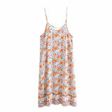 Boho Maxi Dress – “Wild Bloom” Strappy Floral Sundress in Soft White for Women