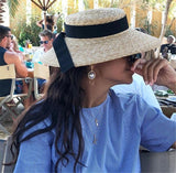 Boho Hat - Summer Hats, Sun Hat, Beach Hat - Wide Brim Straw Hat, Vintage Style with Romilly Black Ribbon