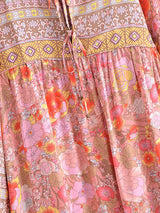 Boho Maxi Gown – “Red India Flower” Loose Fit Gown Dress for Women